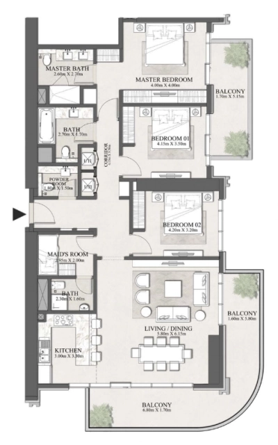 Emaar - Beachgate By Address - Apartment